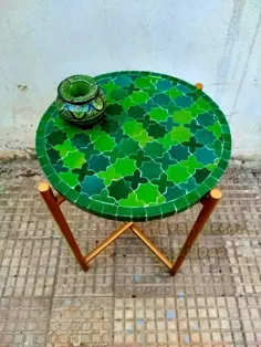 میز کاشی مراکشی میز موزاییکی واقعی مراکش کاشی سبز |  اتسی