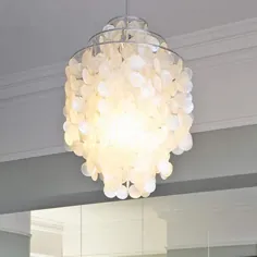loonju لوستر مدرن گرد پوسته پوسته پوسته Hanglamp چراغ آویز سفید طبیعی برای اتاق نشیمن اتاق خواب نوار چراغ روشنایی داخلی ، D26cmxH40cm 2 لایه