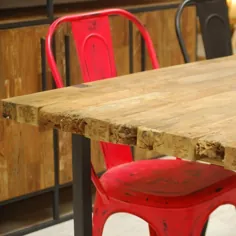 طراحی میز Bois et metal ، rectangulaire teck massif 180cm URBAN
