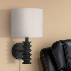 چراغ دیواری پلاگین مدرن بامبا با رنگ شستشوی خاکستری سیاه - # 88M23 |  لامپ به علاوه