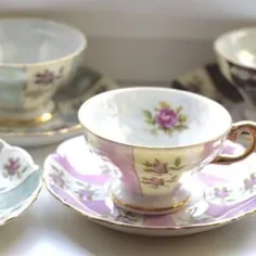 ست فنجان چای پرنعمت گل چینی اسلاوی مجموعه صورتی صورتی ظروف چای HCH فنجان چای