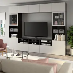 IKEA BEST & Aring؛  TV-Kombination mit Vitrinent & uuml؛ ren - schwarzbraun، Lappviken Klarglas h'grau