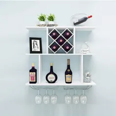 پایه رک نوشیدنی تا 20 بطری نگهدارنده ذخیره سازی نوشیدنی با قفسه نوشیدنی چوبی برای آشپزخانه خانگی H0919 (رنگ: سفید ، اندازه: 80 * 20 * 67 سانتی متر)