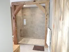 حمام روستایی با دوش - راه حل های خلاقانه