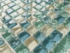 کاشی های کاشی دیواری موزاییکی مربع کوچک شیشه ای سفید سبز کراکل 8 میلی متر برای فروش آنلاین |  eBay