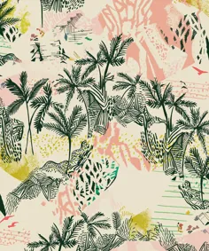 کاغذ دیواری Queen Palm ، کاغذ دیواری Colorful Tree • Milton & King