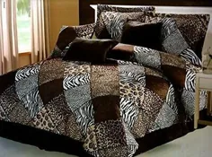 Leopard Zebra Faux Fur Patchwork 7 pc Comforter Set Twin Full Queen Queen Cal King |  eBay