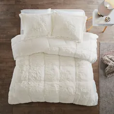 طراحی هوشمند Malea Reversible Shaggy Faux Fur California Comforter Set In Ivory