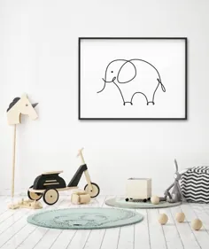 چاپ فیل حیوانات مهد کودک دیوار هنر فیل کودک اتاق کودک |  اتسی