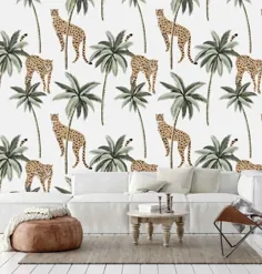 Leopards and Palms Pattern Wallskin Removable Self Adhesive |  اتسی