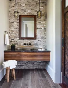 حمام سنگ طبیعی و چوبی
