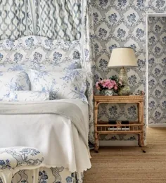 اتاق خواب Chinoiserie آبی و سفید