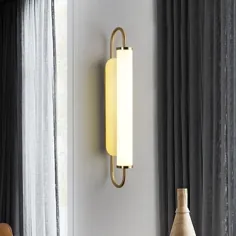 چراغ دیواری چراغ دیواری مدرن شیشه شیری Sconce Post Wall Mount Tube Brass
