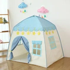BeebeeRun Castle Play Tent , کودکان و نوجوانان چادر بازی می کنند اسباب بازی برای کودک نو پا ، Fairy Castle Playhouse هدایا برای کودکان داخل و خارج (آبی)