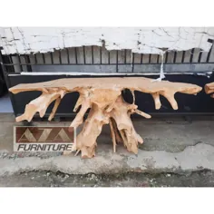 صفحه میز چوبی کنسول ریشه طبیعی جامد ساج |  اتسی