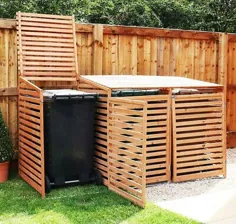 سطل ذخیره سازی چوبی ویلای ذخیره سازی چوبی پوشش باغ باغ آشغال سطل زباله 3 ریخته |  eBay