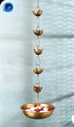آویز برنجی آویز نگهدارنده چراغ چای کاسه دیواری طلایی و گلدان گل برای دکوراسیون منزل (بسته 1 عددی)