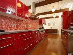 28 ایده آشپزخانه قرمز با کابینت قرمز (عکس)