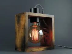 چراغ جعبه چوبی روستیک