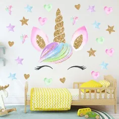 تابلوچسبهای دیواری Fairy Unicorn Stars رنگارنگ نقطه دختران اتاق کودک قابل جدا شدن از ایالات متحده