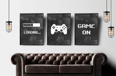 مجموعه Gaming Wall Art 3 ، مجموعه چاپهای Gaming ، چاپ بازی ویدیویی ، دکور اتاق Gaming ، دیوار هنر قابل چاپ ، مهمانی بازی ویدیویی ، پوستر بازی ویدیویی