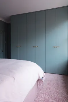 اتاق خواب بزرگ خانه صورتی نشان می دهد - قبل / بعد - خانه صورتی