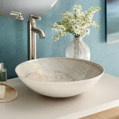 سینک ظرفشویی حمام دایره ای شیشه ای مورانو شیشه ای ، غرق شیشه ای ، اندازه 16.25 "L x 16.25" W x 4.5 "H | Wayfair
