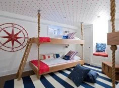 اتاق خواب پسرانه به سبک دریایی با تختخواب سفارشی طنابی - کلبه - اتاق پسرانه