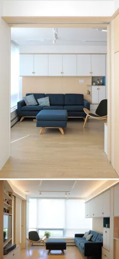 بسیاری از راه حل های خلاقانه کوچک برای ذخیره سازی فضای داخلی این آپارتمان اضافه شده است