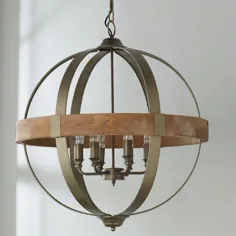 لوستر فلزی و چوبی Globe - 6-Light