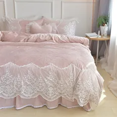 Dusty Rose Pink Bohemian Tribal Elegant Girly Vintage Shabby Chic Victorian Lace Ruffle Flannel Soft Flannel Full، Queen Queen سرویس خواب