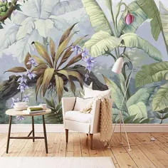 کاغذ دیواری سفارشی جنگل بارانی جنگلی استوایی که با دست و هنر نقاشی دیواری نقاشی دیوار اتاق نشیمن اتاق خواب اتاق نقاشی دیواری Papel De Parede 3D | تصاویر پس زمینه |  - AliExpress