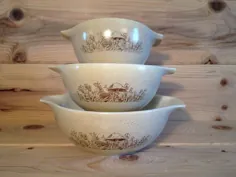 Vintage Trio Pyrex Forest Fancies Nesting Cinderella Bowls |  اتسی