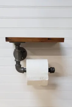 دارنده دستمال توالت چوبی صنعتی Rustic |  اتسی