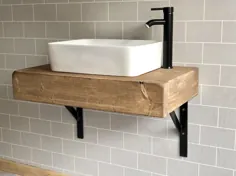 غرفه شناور پرتو شناور پایه سینک ظرفشویی دست ساخته شده روستایی حمام غرور واحد چوب غرور صنعتی با براکت قفسه