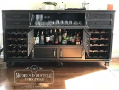 کابینت نوشیدنی مدرن صنعتی مشروبات الکلی Credenza Bar Storage |  اتسی