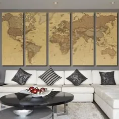 نقشه جهان بوم نقشه عتیقه نقشه دیوار بزرگ تا 6 فوت. |  اتسی