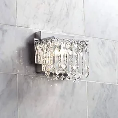 آویز کریستال مدرن چراغ دیواری Sconce Chrome Hardwired 6 "برای وسایل اتاق خواب حمام اتاق خواب - طراحی Possini Euro
