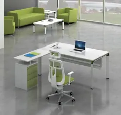 میز کار گوشه ای مبلمان اداری میز L شکل با کابینت (H50-0104)