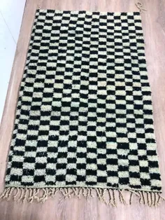 فرش سیاه و سفید فرش چهارخانه فرش چینی مراکش |  اتسی