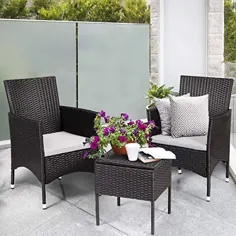 TANGKULA مجموعه ای از 2 صندلی پاسیو ، صندلی غذاخوری حصیری در فضای باز با بالشتک های متحرک ، صندلی راحتی ...