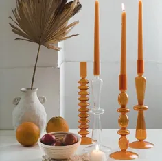 نگهدارنده شمع سبک Groovy با سبک نارنجی به سبک دهه 70 |  اتسی