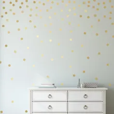 پوسته دیواری دیواری Easy Peel + Stick Gold - 1 اینچ (300 عدد برگردان) - بر روی دیوارها و رنگ آمیزی - تزیینات تزئینی نقطه ای وینیل پولکا - برچسب های براق و براق هنر دایره ای - ست اتاق بزرگ کودک برای کودکان