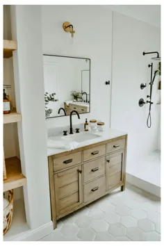 حمام کاشی شش ضلعی خاکستری روشن
