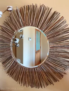 آینه گرد چوبی DIY