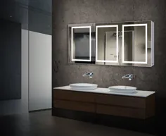 کابینت آینه حمام روشن LED - آینه غرور دو طرفه با کلید روشن / خاموش - 72 X 30 اینچ