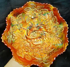 کاسه گل پاشی گل همیشه بهار Northwood Carnival Glass Pastel Marigold 3 فوت • 70.00 دلار