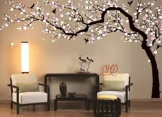 Kirschrosa Blütenbaum، Großer Blumenbaum Aufkleber für Kinderzimmer Dekoration، Baum Wandtattoal Wandbild-DK251