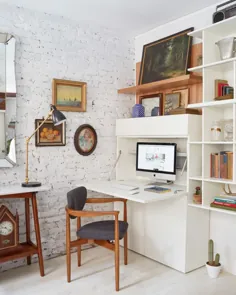 10 ایده برای اتاق کار در اتاق نشیمن برای کار با سبک