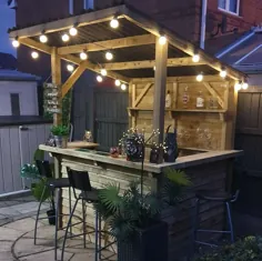 Garden Bar - چوب تصفیه شده در فضای باز - سقف ضد آب موج دار - کیت DIY Tiki Bar
